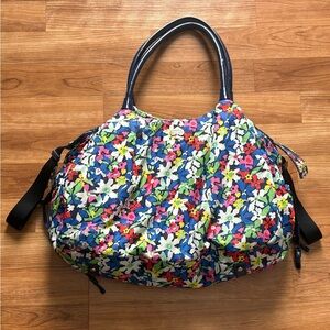 Kate Spade New York Nylon Navy Floral Drawstring Tote Shoulder Diaper Handbag